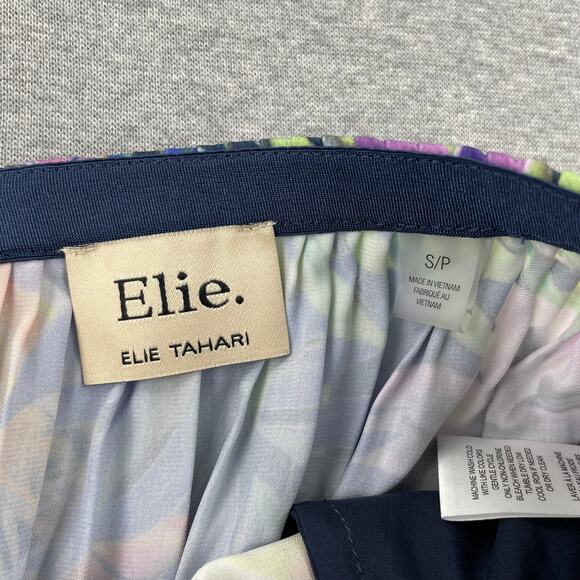 Elie Elie Tahari Skirt Small Tropical Floral Print Tiered Midi Pleated Flounce - Picture 5 of 15